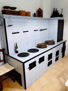 wood-burning stove in palazzo pio in lecce