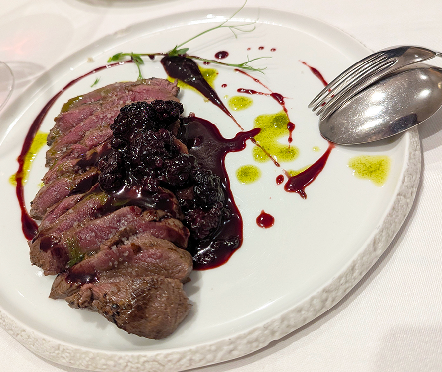 venison with blackberries at cuzeo