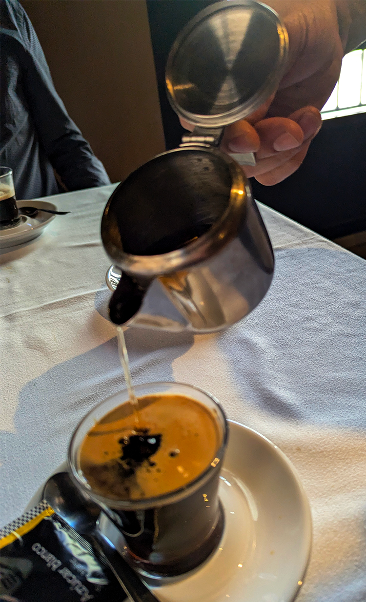 flamed carajillo coffee at liberten restaurante