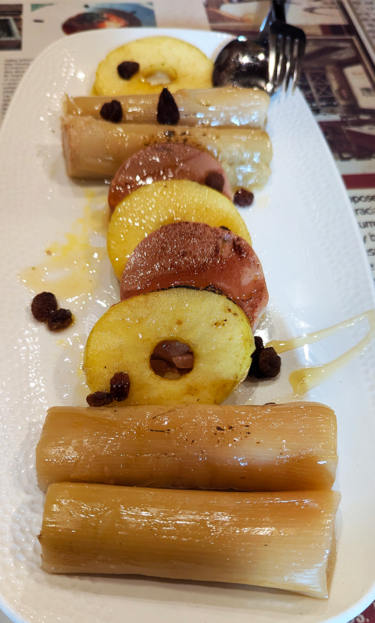 casa divi leeks with pineapple and foie gras