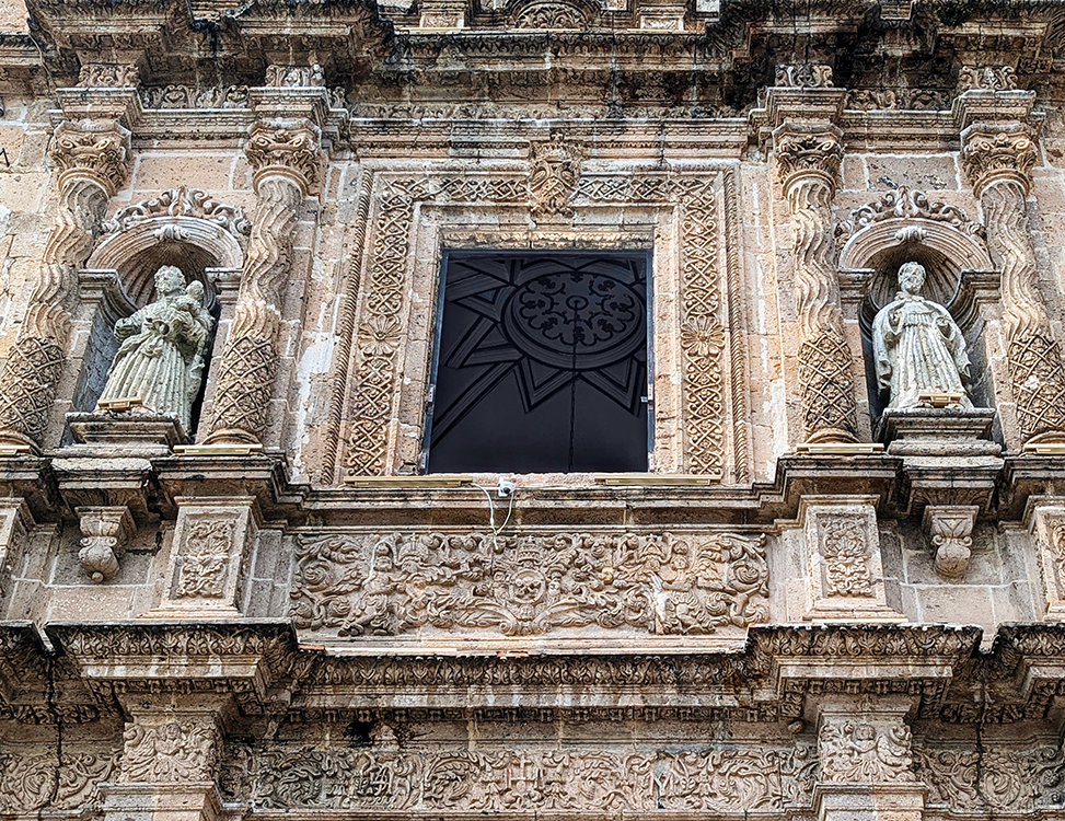 decorative details on facade of zapopan basilica