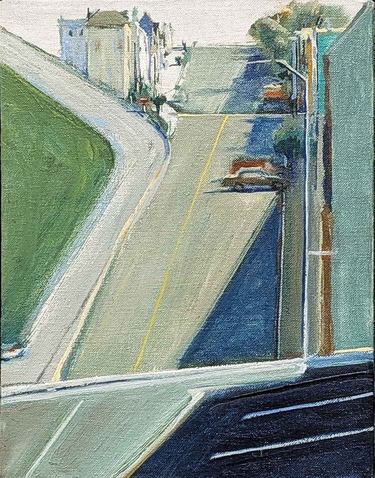 down penn street painting by wayne thiebaud