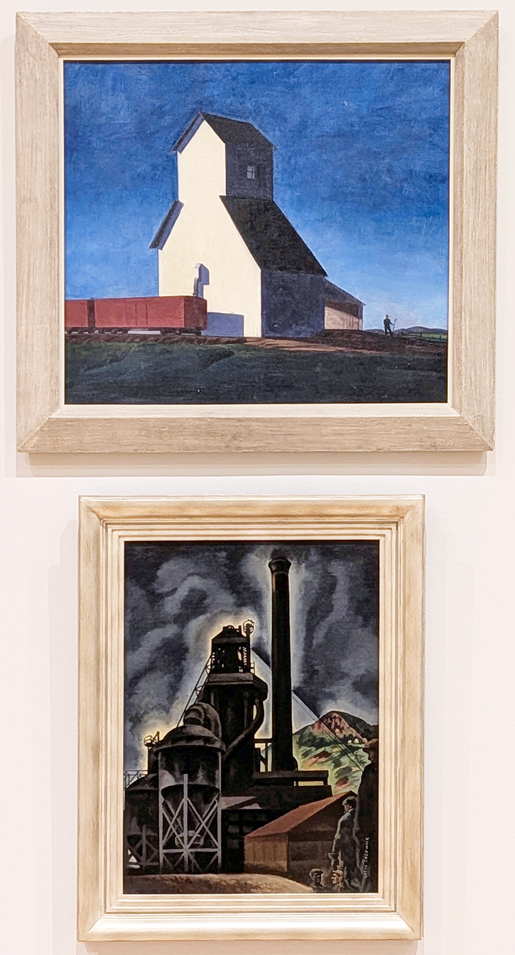 flour mill and coal elevators in paintings by ralston crawford. industrial scene by miklos suba.